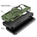 For iPhone 15 Plus MagSafe Holder Armor PC Hybrid TPU Phone Case(Army Green)