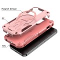 For iPhone 15 MagSafe Holder Armor PC Hybrid TPU Phone Case(Pink)