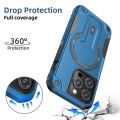 For iPhone 14 Plus MagSafe Holder Armor PC Hybrid TPU Phone Case(Dark Blue)