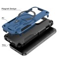 For iPhone 14 Plus MagSafe Holder Armor PC Hybrid TPU Phone Case(Dark Blue)