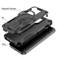 For iPhone 14 Pro Max MagSafe Holder Armor PC Hybrid TPU Phone Case(Black)