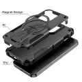 For iPhone 13 MagSafe Holder Armor PC Hybrid TPU Phone Case(Black)