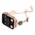 For Apple Watch SE 2023 44mm Camellia Metal Chain Bracelet Watch Band(Black Rose Gold)
