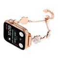 For Apple Watch Ultra 49mm Camellia Metal Chain Bracelet Watch Band(White Rose Gold)