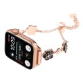 For Apple Watch Series 8 45mm Camellia Metal Chain Bracelet Watch Band(Black Rose Gold)
