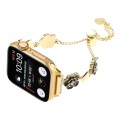 For Apple Watch SE 44mm Camellia Metal Chain Bracelet Watch Band(Black Gold)