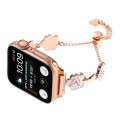 For Apple Watch 42mm Camellia Metal Chain Bracelet Watch Band(White Rose Gold)