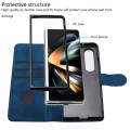For Samsung Galaxy Z Fold5 5G YX0060 Elephant Head Embossed Phone Leather Case with Lanyard(Royal Bl