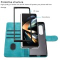 For Samsung Galaxy Z Fold5 5G YX0060 Elephant Head Embossed Phone Leather Case with Lanyard(Light Bl