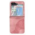 For Samsung Galaxy Z Flip5 5G YX0060 Elephant Head Embossed Phone Leather Case with Lanyard(Pink)