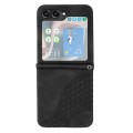 For Samsung Galaxy Z Flip5 5G YX0060 Elephant Head Embossed Phone Leather Case with Lanyard(Black)