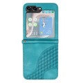 For Samsung Galaxy Z Flip5 5G YX0060 Elephant Head Embossed Phone Leather Case with Lanyard(Light Bl