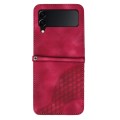 For Samsung Galaxy Z Flip4 5G YX0060 Elephant Head Embossed Phone Leather Case with Lanyard(Rose Red