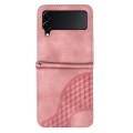 For Samsung Galaxy Z Flip3 5G YX0060 Elephant Head Embossed Phone Leather Case with Lanyard(Pink)