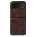 For Samsung Galaxy Z Flip3 5G YX0060 Elephant Head Embossed Phone Leather Case with Lanyard(Coffee)