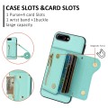 For iPhone 7 / 8 / SE 2020 DF-09 Crossbody Litchi texture Card Bag Design PU Phone Case(Cyan)