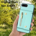 For iPhone 7 Plus / 8 Plus DF-09 Crossbody Litchi texture Card Bag Design PU Phone Case(Cyan)