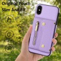 For iPhone X / XS DF-09 Crossbody Litchi texture Card Bag Design PU Phone Case(Purple)