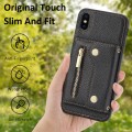 For iPhone X / XS DF-09 Crossbody Litchi texture Card Bag Design PU Phone Case(Black)