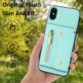 For iPhone X / XS DF-09 Crossbody Litchi texture Card Bag Design PU Phone Case(Cyan)