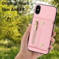 For iPhone X / XS DF-09 Crossbody Litchi texture Card Bag Design PU Phone Case(Pink)