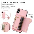 For iPhone X / XS DF-09 Crossbody Litchi texture Card Bag Design PU Phone Case(Pink)