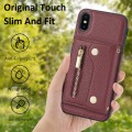 For iPhone XR DF-09 Crossbody Litchi texture Card Bag Design PU Phone Case(Wine Red)