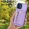 For iPhone 12 / 12 Pro DF-09 Crossbody Litchi texture Card Bag Design PU Phone Case(Purple)