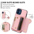 For iPhone 12 / 12 Pro DF-09 Crossbody Litchi texture Card Bag Design PU Phone Case(Pink)