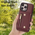 For iPhone 12 Pro Max DF-09 Crossbody Litchi texture Card Bag Design PU Phone Case(Wine Red)