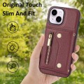For iPhone 13 DF-09 Crossbody Litchi texture Card Bag Design PU Phone Case(Wine Red)