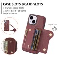 For iPhone 13 DF-09 Crossbody Litchi texture Card Bag Design PU Phone Case(Wine Red)