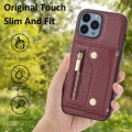 For iPhone 13 Pro DF-09 Crossbody Litchi texture Card Bag Design PU Phone Case(Wine Red)