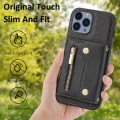 For iPhone 13 Pro Max DF-09 Crossbody Litchi texture Card Bag Design PU Phone Case(Black)