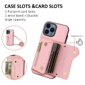For iPhone 13 Pro Max DF-09 Crossbody Litchi texture Card Bag Design PU Phone Case(Pink)