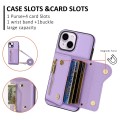 For iPhone 14 DF-09 Crossbody Litchi texture Card Bag Design PU Phone Case(Purple)