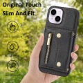 For iPhone 14 DF-09 Crossbody Litchi texture Card Bag Design PU Phone Case(Black)