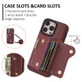 For iPhone 14 Pro Max DF-09 Crossbody Litchi texture Card Bag Design PU Phone Case(Wine Red)