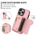 For iPhone 15 Pro Max DF-09 Crossbody Litchi texture Card Bag Design PU Phone Case(Pink)