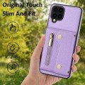 For Samsung Galaxy A12 DF-09 Crossbody Litchi texture Card Bag Design PU Phone Case(Purple)