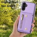 For Samsung Galaxy A14 DF-09 Crossbody Litchi texture Card Bag Design PU Phone Case(Purple)