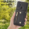 For Samsung Galaxy A21S DF-09 Crossbody Litchi texture Card Bag Design PU Phone Case(Black)
