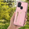 For Samsung Galaxy A21S DF-09 Crossbody Litchi texture Card Bag Design PU Phone Case(Pink)