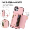 For Samsung Galaxy A22 5G DF-09 Crossbody Litchi texture Card Bag Design PU Phone Case(Pink)