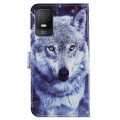 For TCL 403 Painted Pattern Horizontal Flip Leather Phone Case(White Wolf)