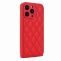 For iPhone 11 Rhombic Texture Phone Case with Dual Lanyard(Red)