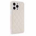 For iPhone 11 Pro Max Rhombic Texture Phone Case with Dual Lanyard(White)