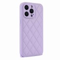 For iPhone 12 Pro Rhombic Texture Phone Case with Dual Lanyard(Purple)