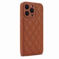 For iPhone 12 Pro Rhombic Texture Phone Case with Dual Lanyard(Brown)