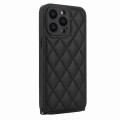 For iPhone 12 Pro Max Rhombic Texture Phone Case with Dual Lanyard(Black)